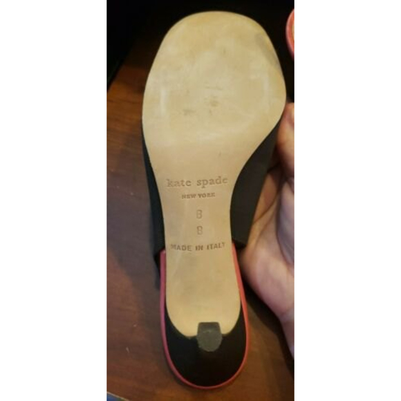 Kate Spade Pink Coral & Brown Bow Trim Leather Sling Back Heels Pumps Size 8 - Picture 3 of 11